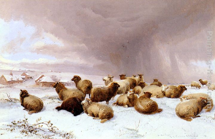 Sheep In Winter painting - Thomas Sidney Cooper Sheep In Winter art painting